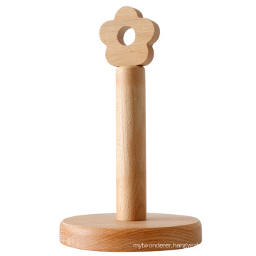 creative wooden Kitchen Bathroom Standing Paper Towel Holder